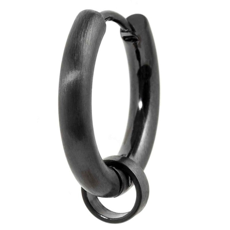 Orecchino da uomo a cerchio in acciaio Pvd Nero Marlù 1OR0001N