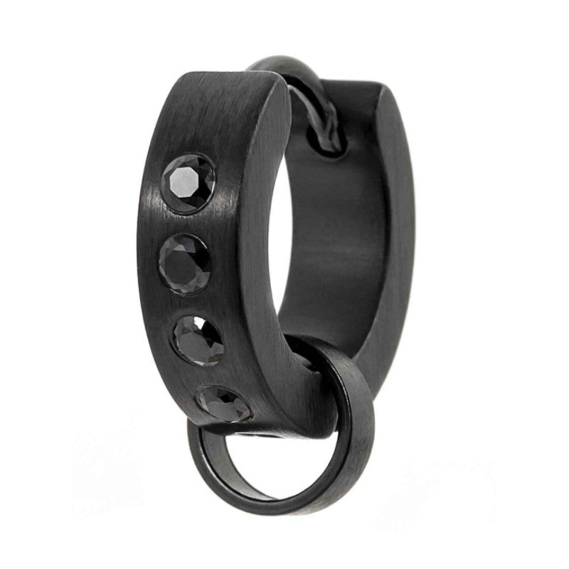 Orecchino da uomo a cerchio in acciaio Pvd Nero Marlù 1OR0008N-N