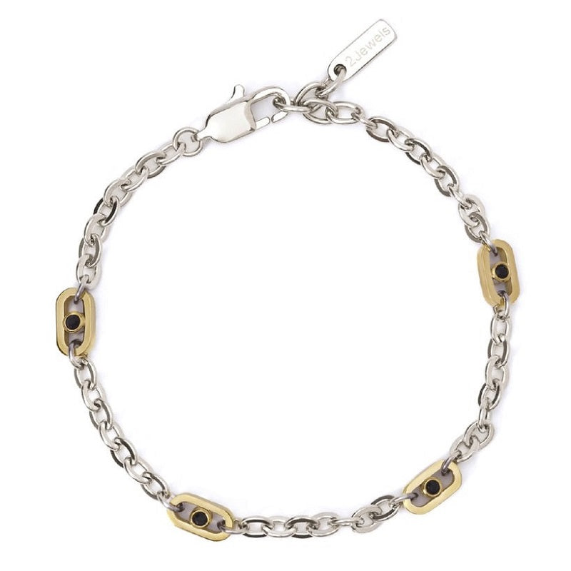 Bracciale da uomo in acciaio con elementi in pvd giallo Blackstar 2Jewels 232355