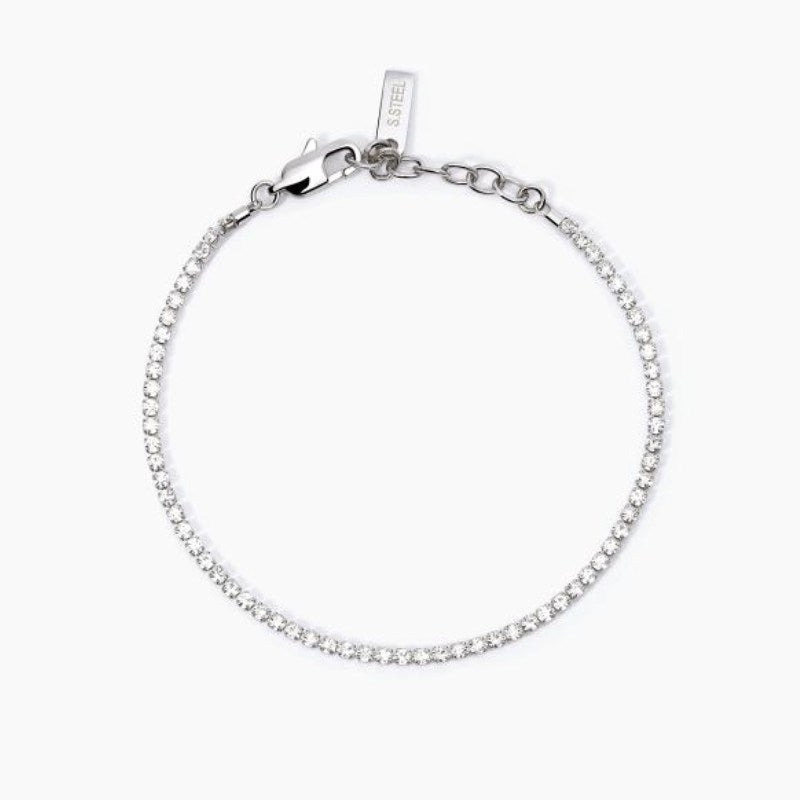 Bracciale da uomo tennis in acciaio con cristalli 2 jewels 232384
