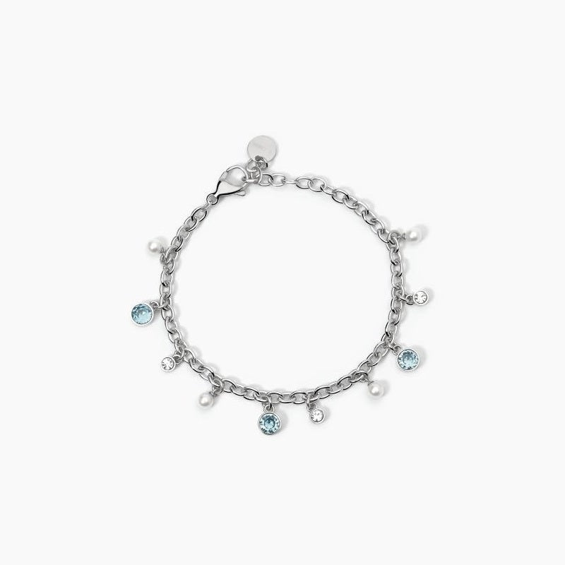 Bracciale Da Donna In Acciaio Con Perle Conchiglia E Cristalli Bianchi 2Jewels 232443