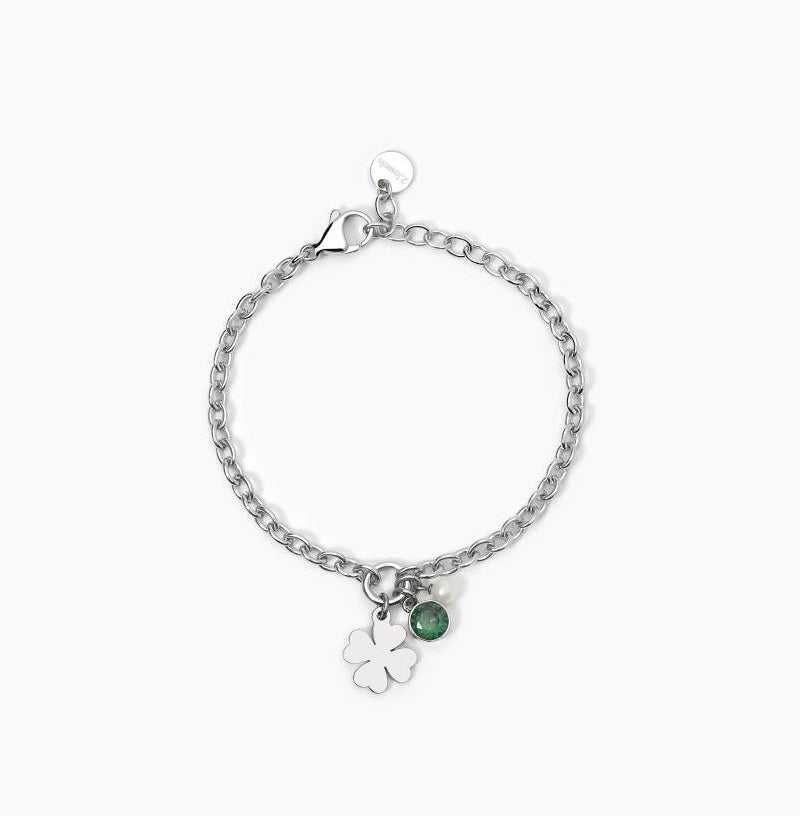 Women's Bracelet In Steel With Four-Leaf Clover Pendant 2Jewels 232446