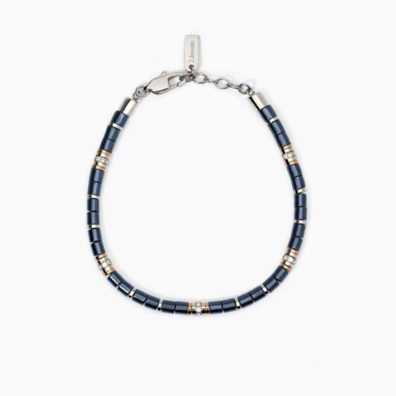 Bracciale da duomo in acciaio con cilindri di ceramica blu 2 jewels 232495