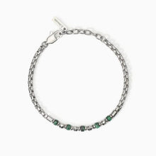 Carica l&#39;immagine nel visualizzatore di Gallery, Bracciale da uomo in acciaio con catena veneta e malachite 2 jewels 232552
