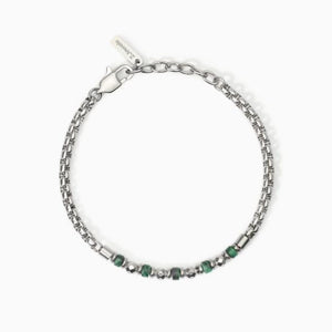 Bracciale da uomo in acciaio con catena veneta e malachite 2 jewels 232552