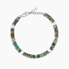 Carica l&#39;immagine nel visualizzatore di Gallery, Bracciale da uomo in acciaio con cubetti faccettati e turchese 2 jewels 232611
