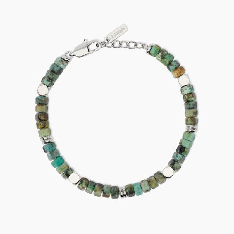 Bracciale da uomo in acciaio con cubetti faccettati e turchese 2 jewels 232611