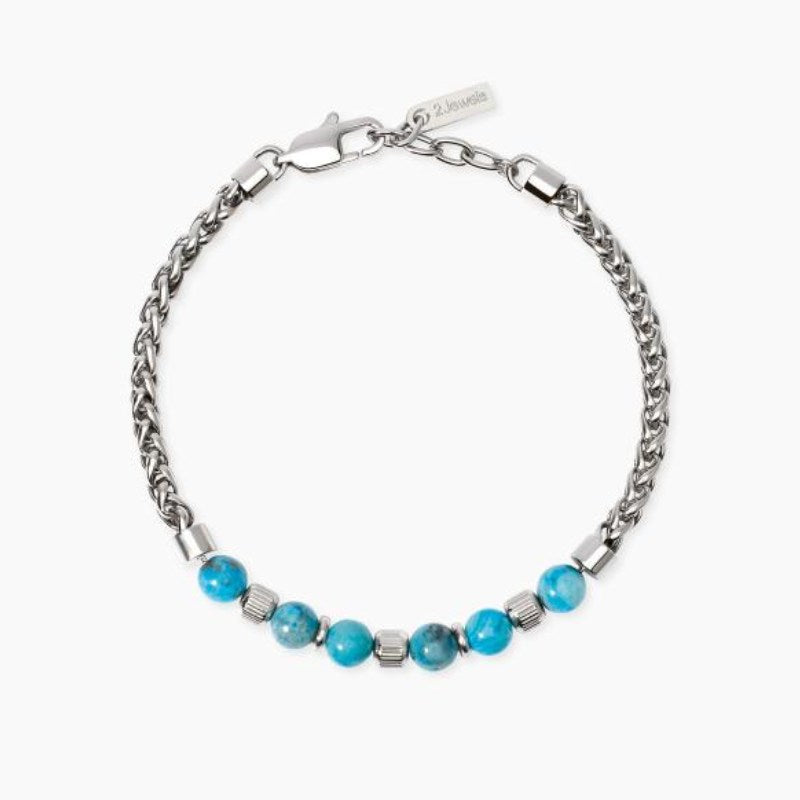 Bracciale da donna in acciaio con catena spiga e opale 2 jewels 232625