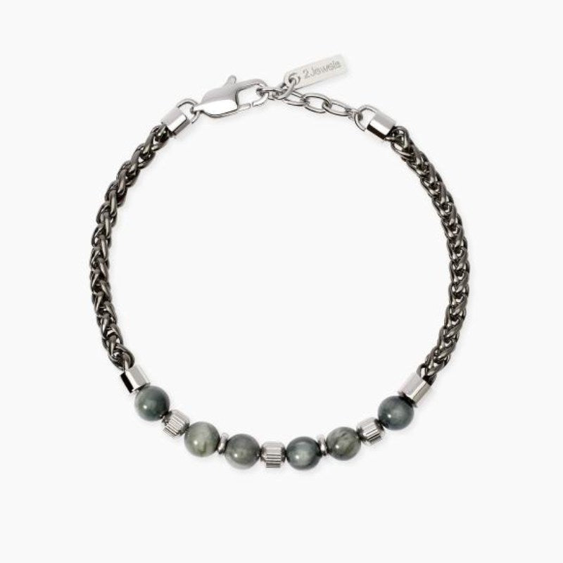 Bracciale da uomo in acciaio catena spiga e occhio di falco 2 jewels 232626