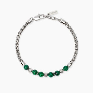 Bracciale da uomo in acciaio con catena spiga e malachite 2 jewels 232627