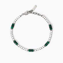Carica l&#39;immagine nel visualizzatore di Gallery, Bracciale da uomo in acciaio con cubetti faccettati e malachite 2 jewels 232630
