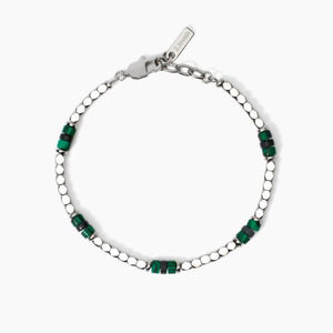 Bracciale da uomo in acciaio con cubetti faccettati e malachite 2 jewels 232630