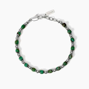 Bracciale da uomo in acciaio con cubetti di malachite 2 jewels 232646