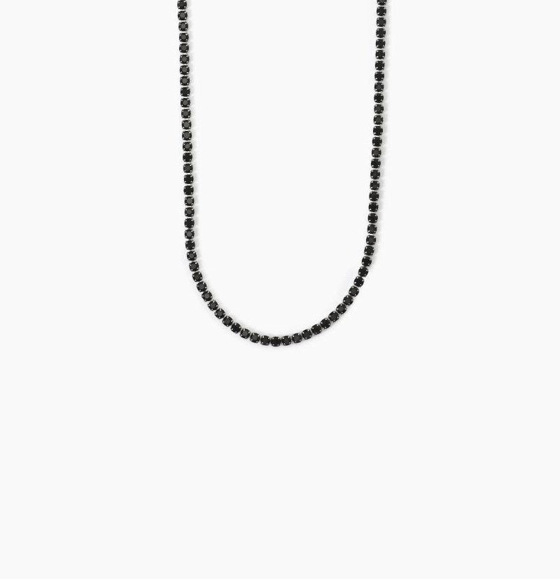 Men's Necklace In Steel With Black Crystals 2Jewels 251915