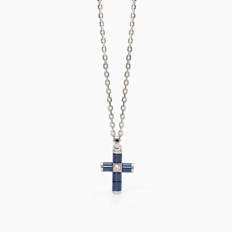 Collana da uomo in acciaio con catena forzatina e ceramica 2 jewels 251924