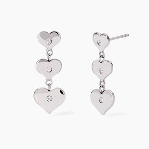 Orecchini da donna in acciaio con elementi e pendenti cuore 2 jewels 261494