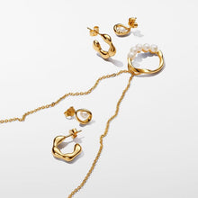 Load image into Gallery viewer, Orecchini Linea Sinuosa Ovale con Perla d'Acqua Dolce Coltivata
