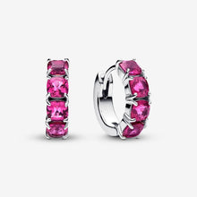 Cargar imagen en el visor de la galería, Orecchini Cerchi Cristalli Rosa Scuro
