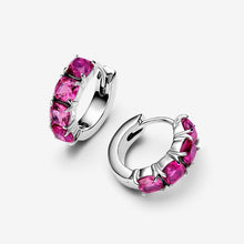 Cargar imagen en el visor de la galería, Orecchini Cerchi Cristalli Rosa Scuro
