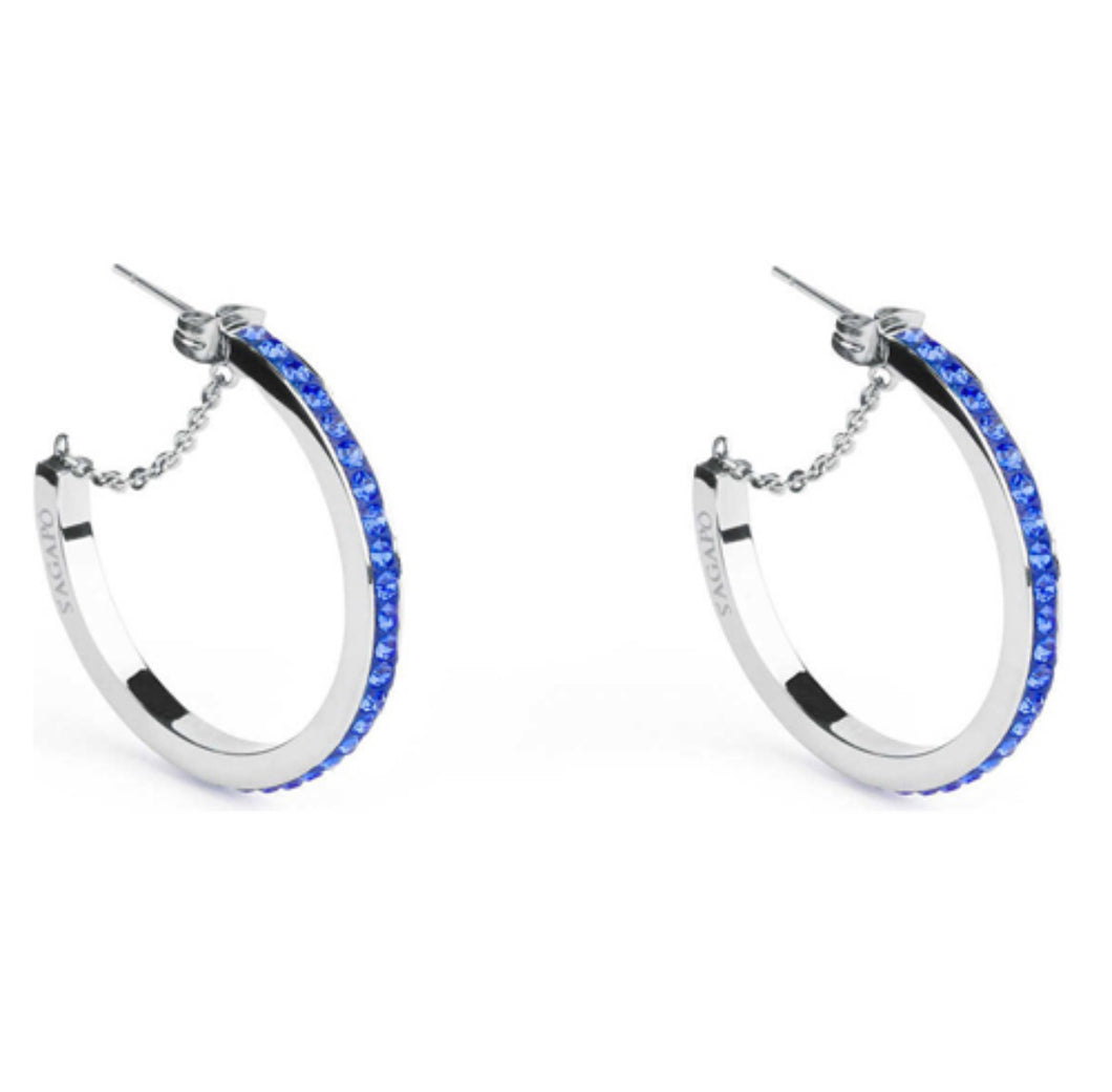 Orecchini da donna in acciaio con cristalli blu S'Agapõ SCR24
