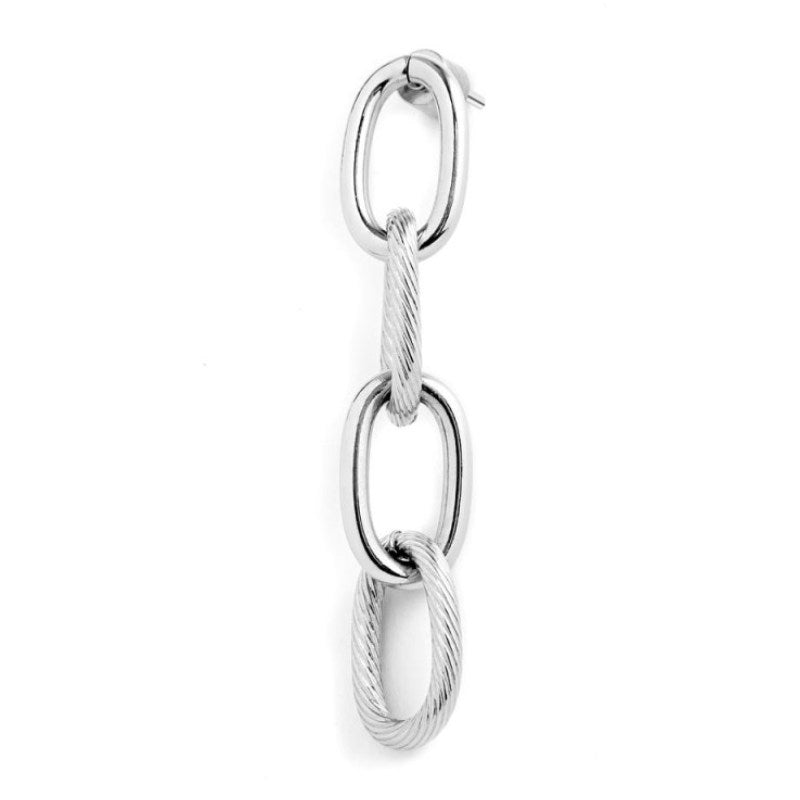 Orecchino da donna in acciaio pendente catena mista Marlù 2OR0081