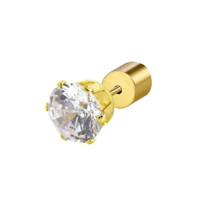 Orecchino da donna in acciaio dorato a lobo con zircone Marlù 2OR0094G-W