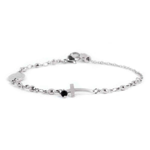 Bracciale da donna in acciaio rosario con croce Marlù 33BR0001