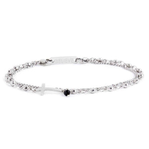 Bracciale da donna in acciaio rosario con croce Marlù 33BR0002