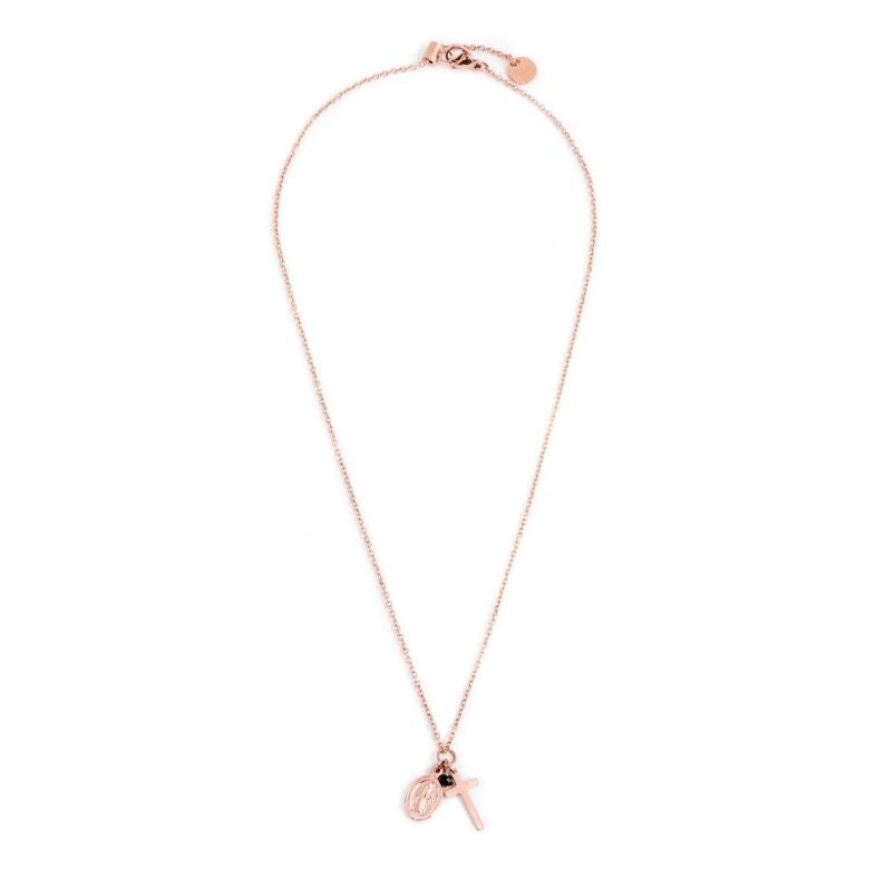 Collana da donna in acciaio rosé croce e madonna Marlù 33CN0001R