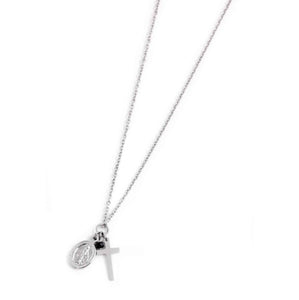Collana da donna in acciaio croce e madonna Marlù 33CN0001