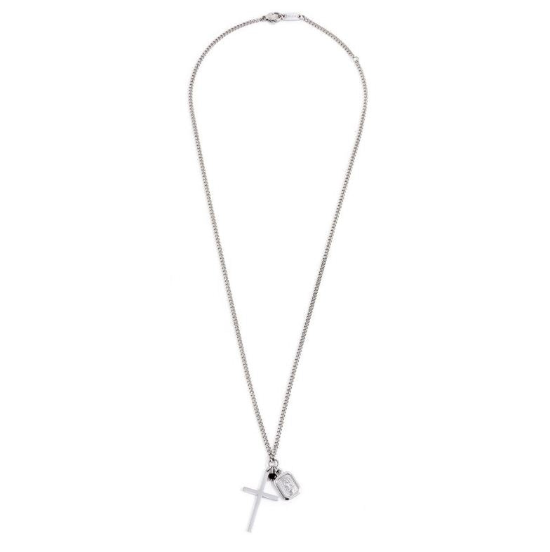 Collana da donna in acciaio croce e madonna Marlù 33CN0002