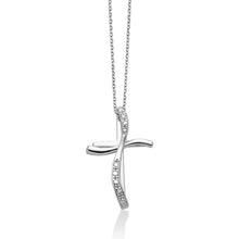 Carica l&#39;immagine nel visualizzatore di Gallery, Collana da donna in oro bianco con croce e diamante CELD4300
