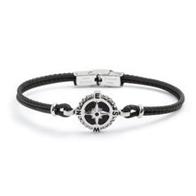 Carica l&#39;immagine nel visualizzatore di Gallery, Bracciale da uomo in pelle con rosa dei venti Marlù 4BR1818N
