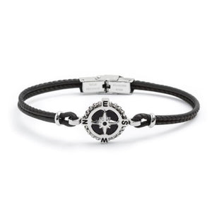 Bracciale da uomo in pelle con rosa dei venti Marlù 4BR1818N