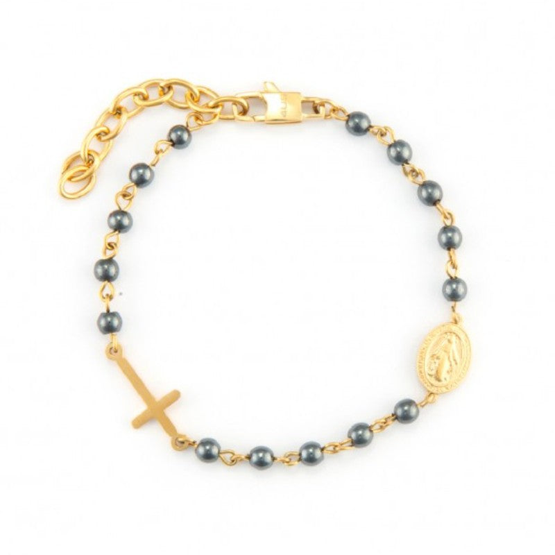 Bracciale da uomo in acciaio rosario Croce 4US Cesare Paciotti 4UBR7346
