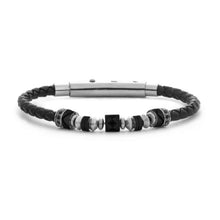 Carica l&#39;immagine nel visualizzatore di Gallery, Bracciale da uomo in acciaio e pelle 4US Cesare Paciotti 4UBR7861
