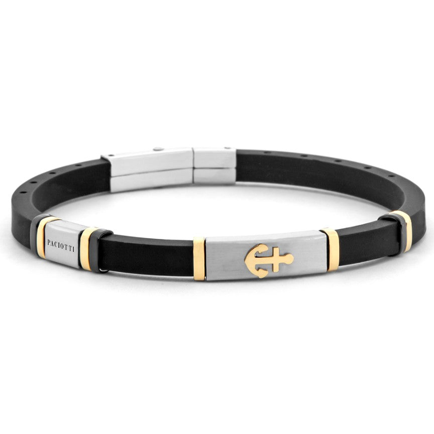 Bracciale da Uomo in acciaio 4US Cesare Paciotti con Caucciu nero 4UBR7949