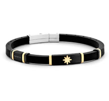 Cargar imagen en el visor de la galería, Bracciale da Uomo in acciaio 4US Cesare Paciotti con Caucciu nero 4UBR7951
