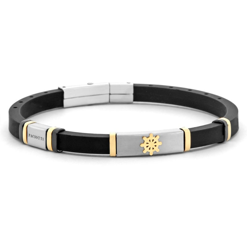 Bracciale da Uomo in acciaio 4US Cesare Paciotti con Caucciu nero 4UBR7952