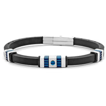 Carica l&#39;immagine nel visualizzatore di Gallery, Bracciale da Uomo in acciaio 4US Cesare Paciotti con Caucciu nero 4UBR7973
