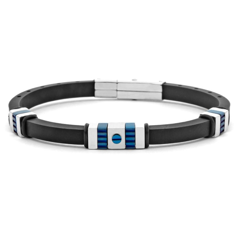 Bracciale da Uomo in acciaio 4US Cesare Paciotti con Caucciu nero 4UBR7973