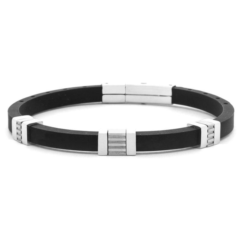 Bracciale da Uomo in acciaio 4US Cesare Paciotti con Caucciu nero 4UBR7974