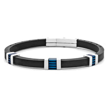 Carica l&#39;immagine nel visualizzatore di Gallery, Bracciale da Uomo in acciaio 4US Cesare Paciotti con Caucciu nero 4UBR7976
