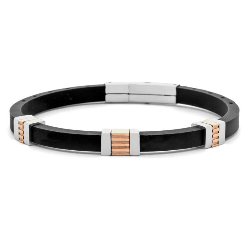 Bracciale da Uomo in acciaio 4US Cesare Paciotti con Caucciu nero 4UBR7977