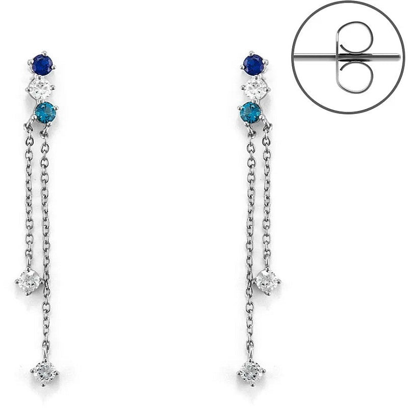 Women's silver earrings with zircons For Us Cesare Paciotti 4UOR6084W