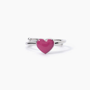 Anello Bimba In Argento Con Cuore Smaltato Rosa Mabina 523030