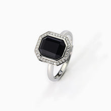 Carica l&#39;immagine nel visualizzatore di Gallery, Anello Da Donna Con Taglio Ottagonale In Agata Nera JETSET Mabina 523305
