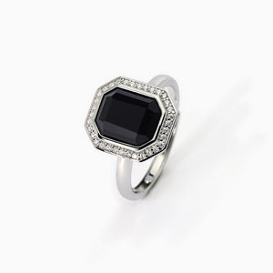 Anello Da Donna Con Taglio Ottagonale In Agata Nera JETSET Mabina 523305