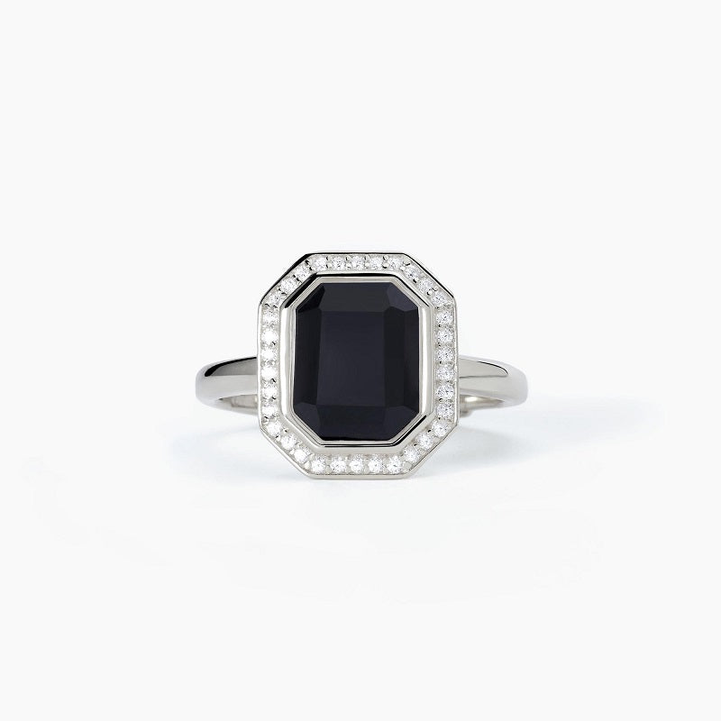 Anello Da Donna Con Taglio Ottagonale In Agata Nera JETSET Mabina 523305