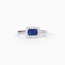 Cargar imagen en el visor de la galería, Anillo de mujer de plata con zafiro sintético y circonitas ¿COOL O RÉTRO? Mabina 523337
